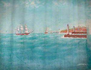 Two Sailing Ships off a Harbour Entrance