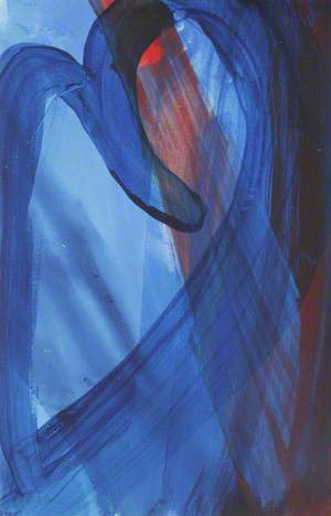 Blue and Red Abstract with Blue Swirl