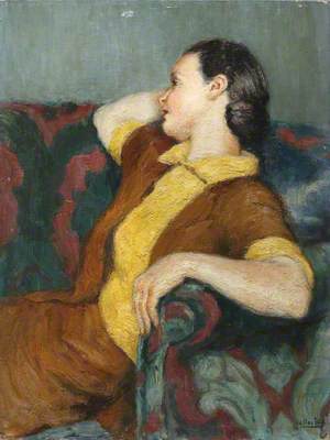 Reclining Lady in Brown and Yellows