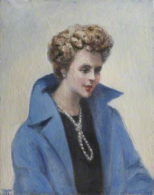 Portrait of a Lady in a Blue Coat with Pearls