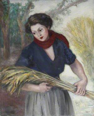 Portrait of a Woman Holding a Sheaf of Wheat