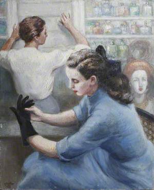 Lady Seated at Hairdressers (?)