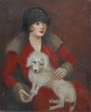 Lady in Red with a Lapdog