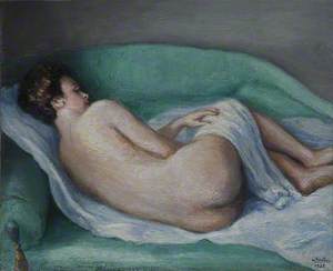 Nude Reclining on a Green Chaise
