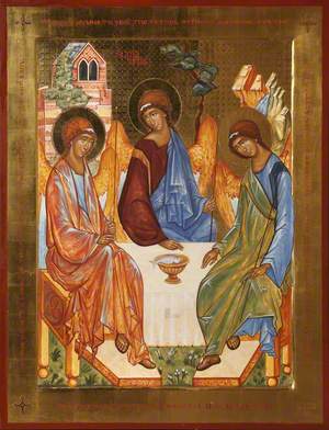 Icon with the Old Testament Trinity (The Hospitality of Abraham)