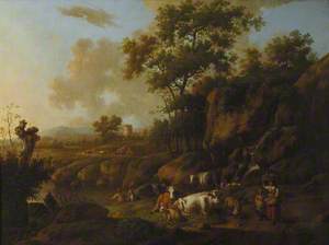 River Landscape with Figures and Animals