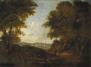 Figures in a Wooded Landscape by a Lake