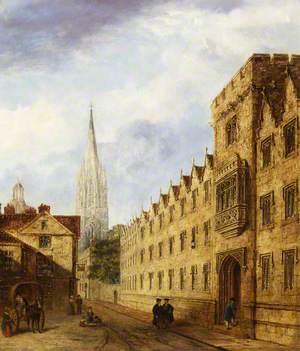 Oriel College with the Tower of the University Church