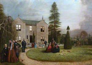 Thomas Lamb, His Wife and Family on the Lawn at Brewhead House, Birkhill