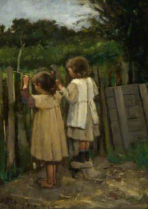 Children Looking over a Fence