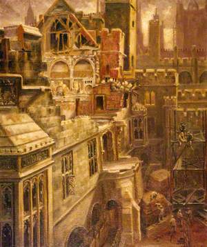 Houses of Parliament Debating Chamber Showing Bomb Damage, View Looking South East from Star Court
