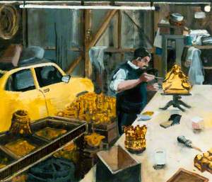 A Gilder Working on the Restored Bosses in His Garage at L. Edmonton