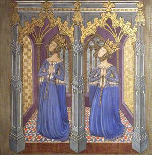 Reconstruction of Medieval Mural Painting, Possibly Queen Philippa with Daughter