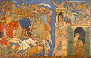Reconstruction of Medieval Mural Painting, Battle of Judas Maccabeus with Timotheus and the Fall of Maspha