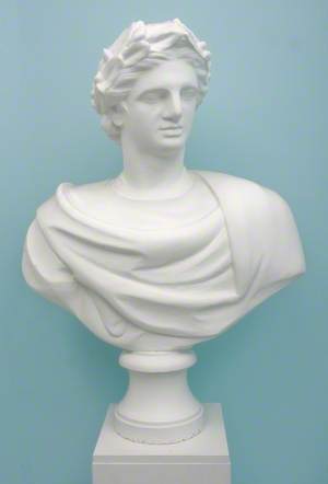 Antique Bust of Young Man with a Laurel Wreath