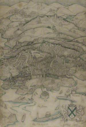 Preparatory Drawing for ‘An Aerial View of Plymouth and its Environs’