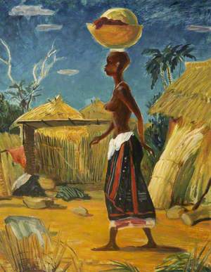 West African Woman Carrying a Bowl