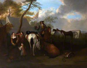Travellers Resting by an Encampment