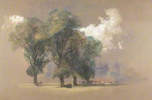 View of Eton, Students Beneath a Tree (Vignette)
