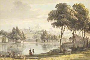 Anglers on the River Bank below Windsor Castle