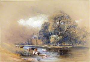 View of Eton Chapel and College from the River with Cows in Foreground