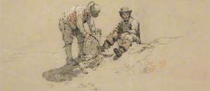 Study of Two Fishermen Mending Pots