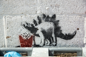 Dino Eating Fries Stencil