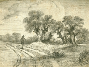 Man Strolling along a Lane