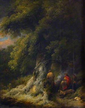 Landscape with Gypsy Figures at a Fire in a Wood