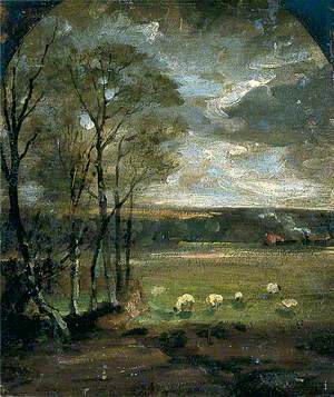 Landscape with Sheep and Trees