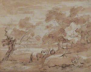 Wooded Landscape with a Cowman Herding Cows