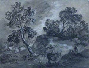 Wooded Landscape with Drover and Donkey