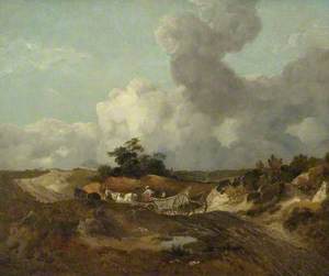 Open Landscape with Country Wagon on an Undulating Track