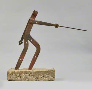 Metal Junk Sculpture: Man with Sword (Outstretched)