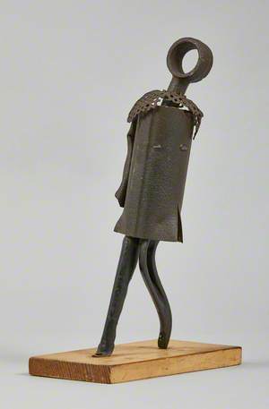 Metal Junk Sculpture: Girl Walking