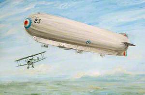 Airship R23 and Sopwith Camel at Pulham, Norfolk