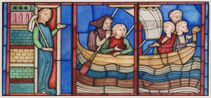 Study of Stained Glass, 'The Embarkation for Jerusalem', from the Legend of Saint Mary of Egypt' Window, Bourges Cathedral, France