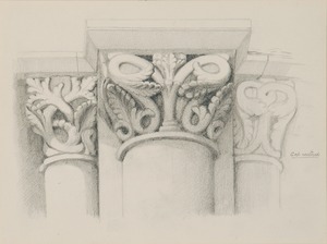 Study of Cornice Capitals, Apsidal Chapel of St Hilaire, Poitiers, France