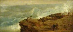 Figures on a Sea Cliff in Stormy Weather