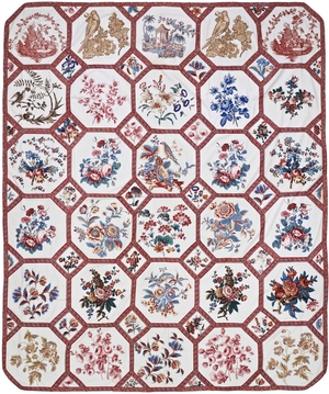 Appliquéd Chintz Tiles Quilt Top