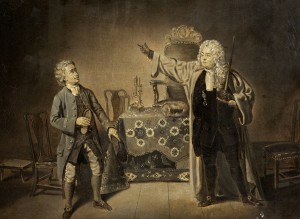 S. Foote and T. Weston in 'The Devil Upon Two Sticks' by Foote, Haymarket Theatre, 1768