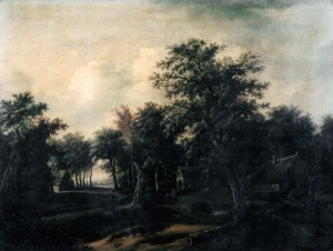 Forest Scene, Cottage and Figures