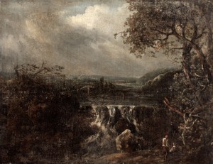 River Landscape with a Waterfall