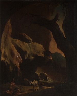 Interior of a Large Cave with Figures and Animals