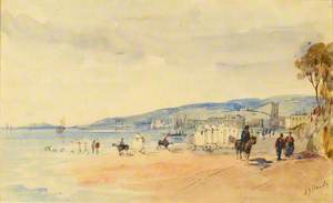 Weston Sands in 1840 with Donkeys and Bathing Machines
