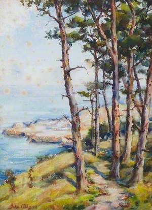 Coastal Scene with Pine Trees