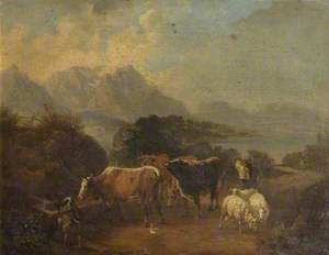 Cows and Sheep in Landscape
