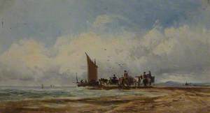 Beach with Mounted Figures and Boat