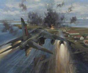 Harrier Aircraft Attacking Goose Green, 28–29 May 1982
