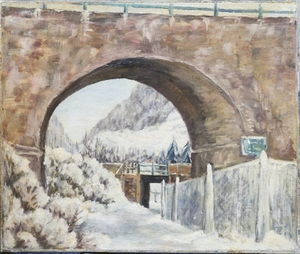 The Two Railway Bridges in Snow, Dorking